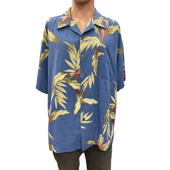 Tommy Bahama Other - Tommy Bahama Men's Blue Silk Shirt with a Hawaiian design Size M, SKU 1129